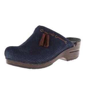 Dansko Shannon Mule Clog on Blue Snake  38 (7.5/8)
